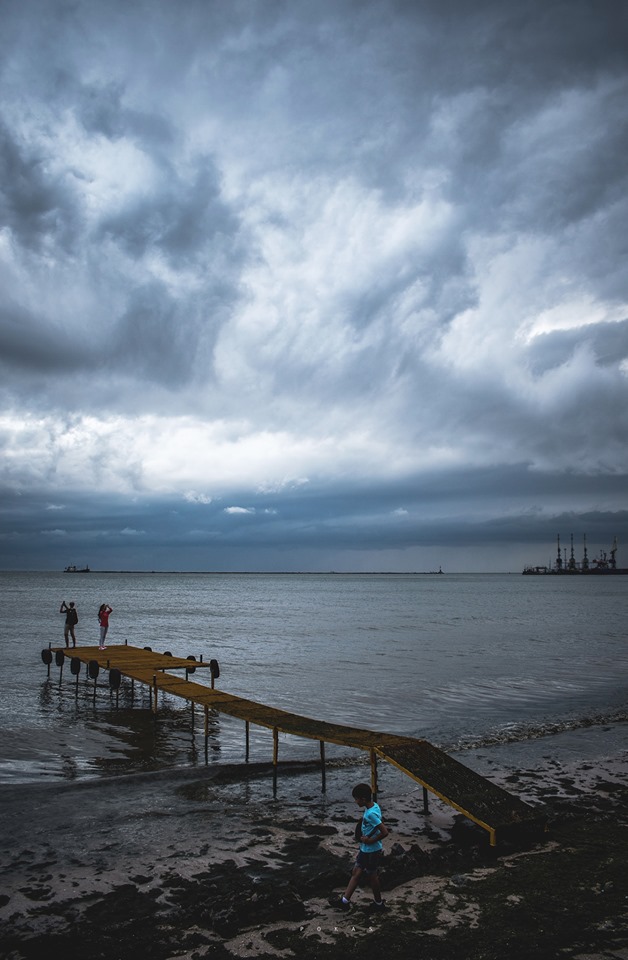 После шторма пляжи Бердянска покрыла зеленая тина (Фото)