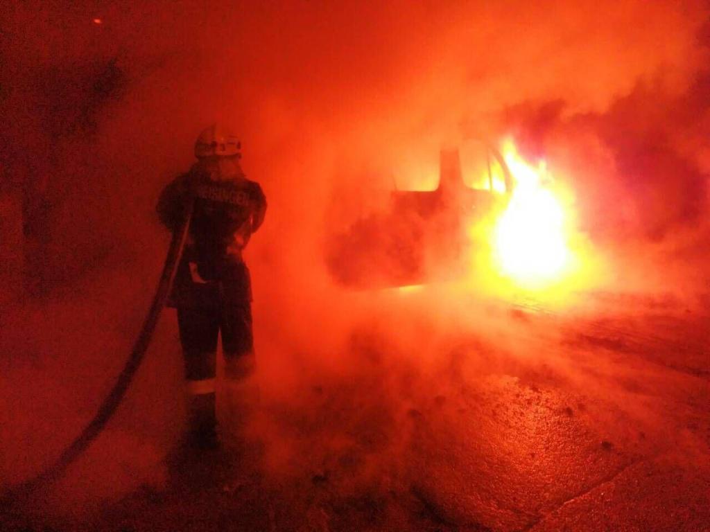 В спальном районе Запорожья сгорел микроавтобус (Фото)